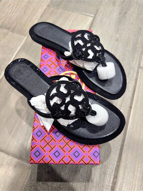 Tory Burch Mini Miller Jelly Sandal Black & Purple EU 41